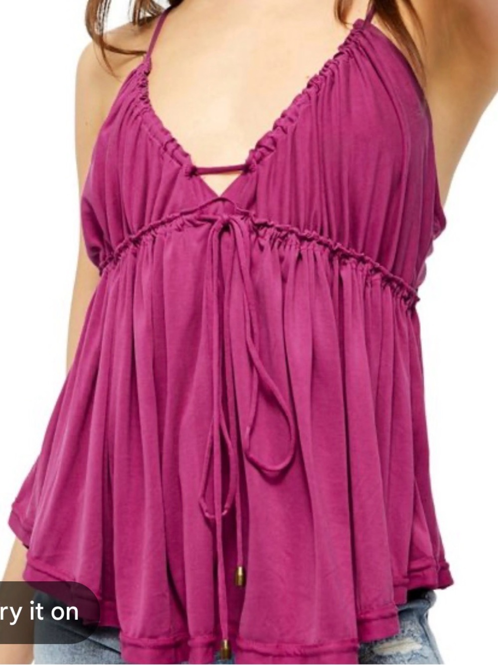 Free People Magenta Spaghetti Strap Tank